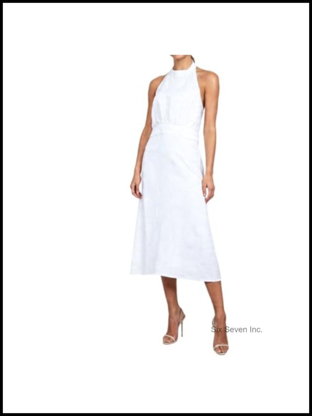 100% Linen Halter Dress A-Line Sleeveless Open Back Summer Casual